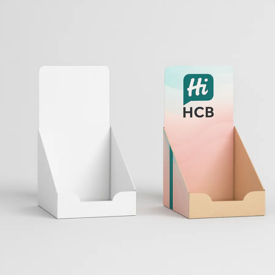 White and branded retail boxes with a punch hole hanger tab for lip balm packaging- class=